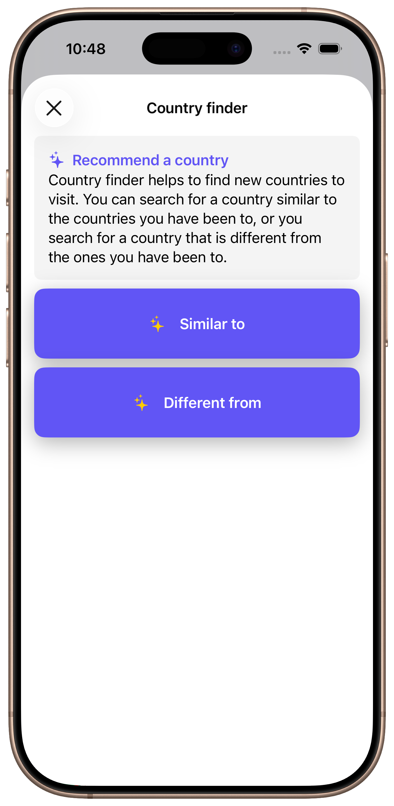 Image of iPhone on the recommendations view for Borderless